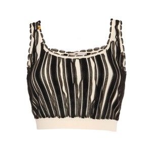 Elisabetta Franchi Cropped Top With Textured Stripes - NWT